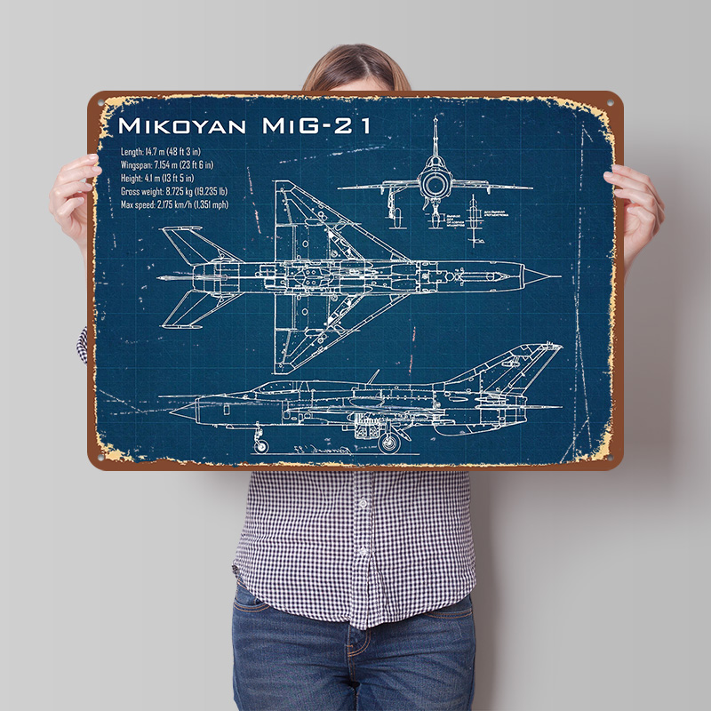 Retro Gaming Desk - Mig 21 Aircraft Printed Poster Customized