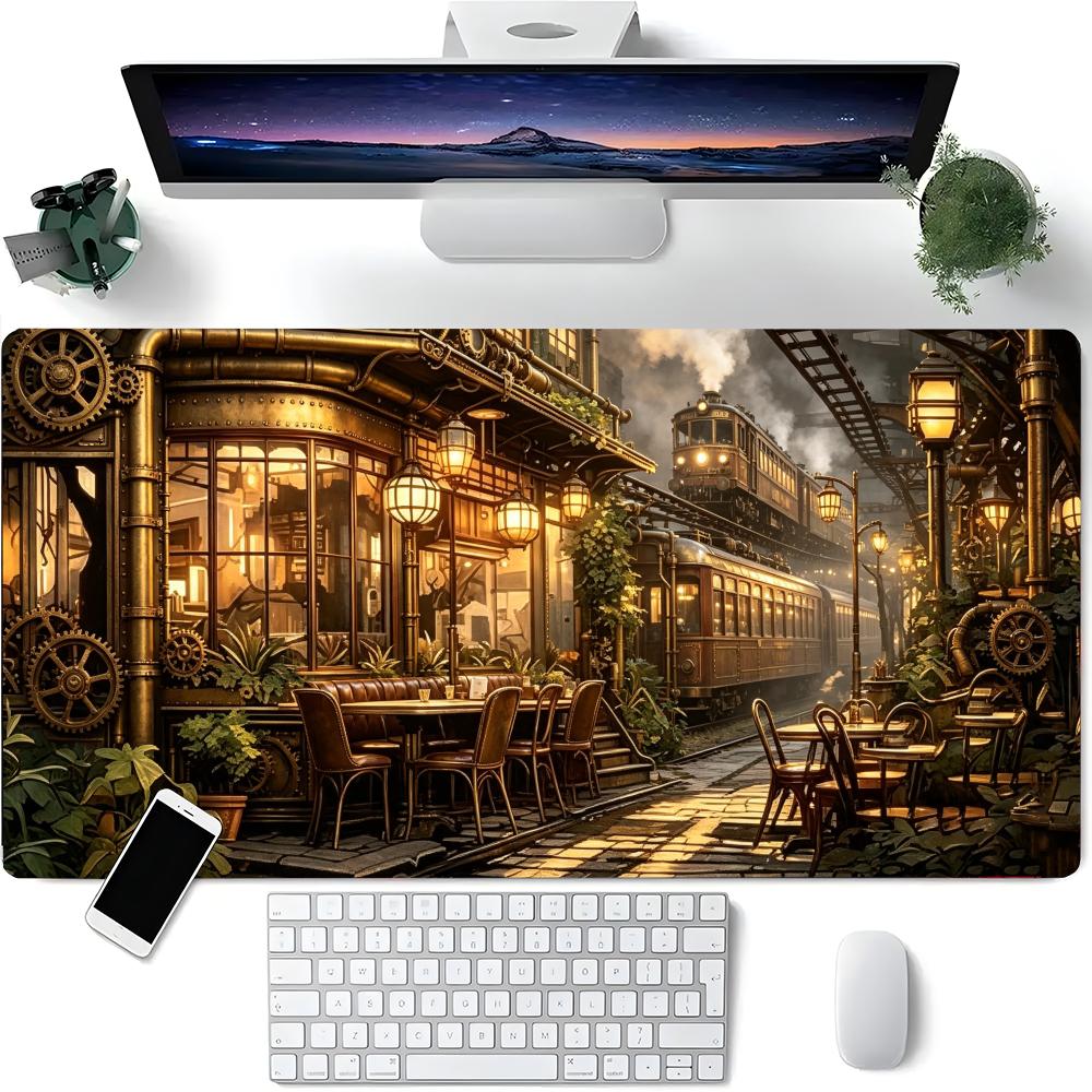 Retro Gaming Desk - Retro Industrial Train Station Desk Pad