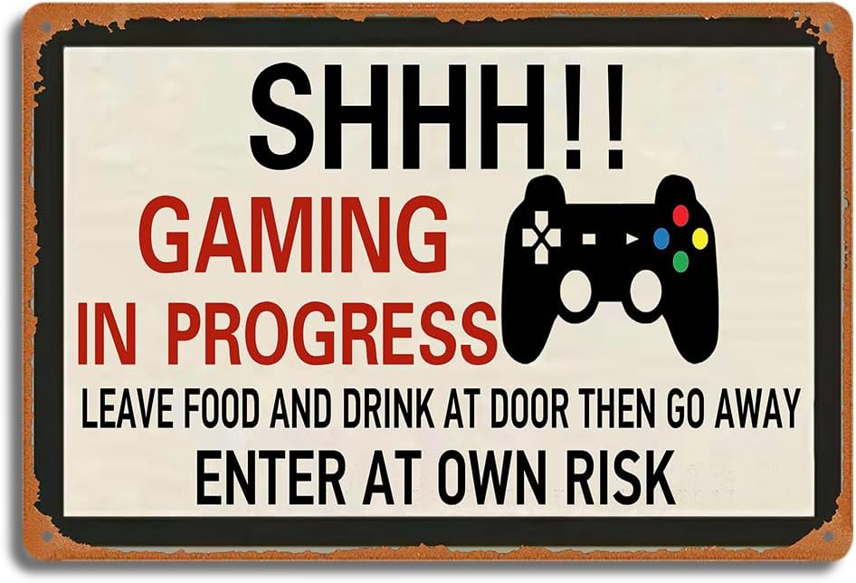 Retro Gaming Room - Retro Gaming Metal Tin Sign, SHHH!