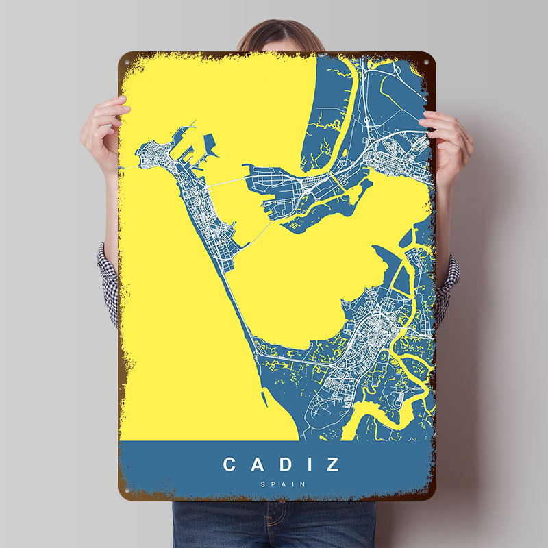 Retro Gaming Desk - CADIZ SPAIN Tinplate Posters Customizable Wall
