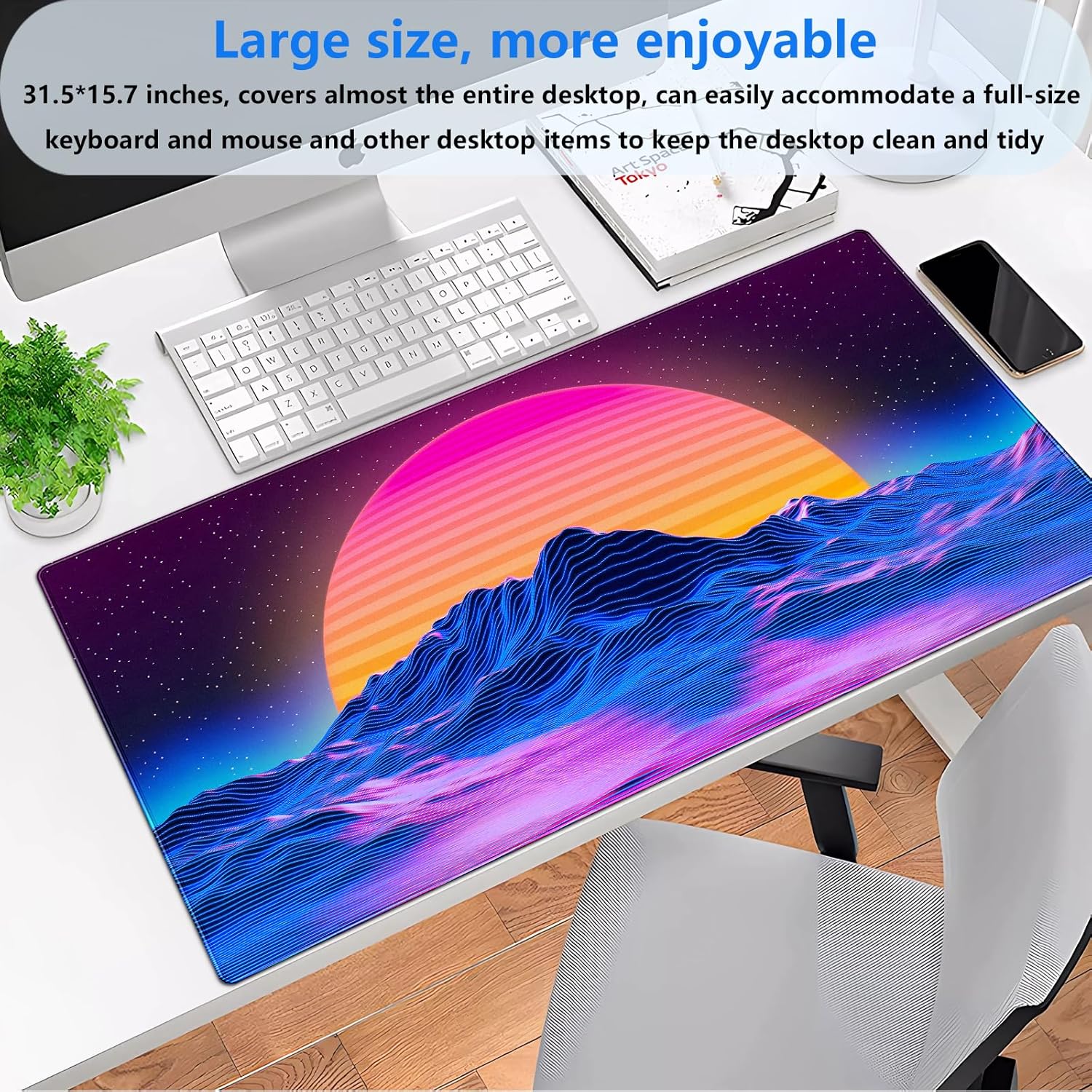 Retro Synthwave Mountain Sun D - Retro Gaming Desk ulasan dan harga