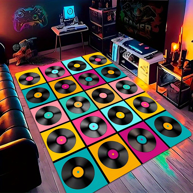 Retro Vinyl Record Area Rug Po - Retro Gaming Lounge ulasan dan harga
