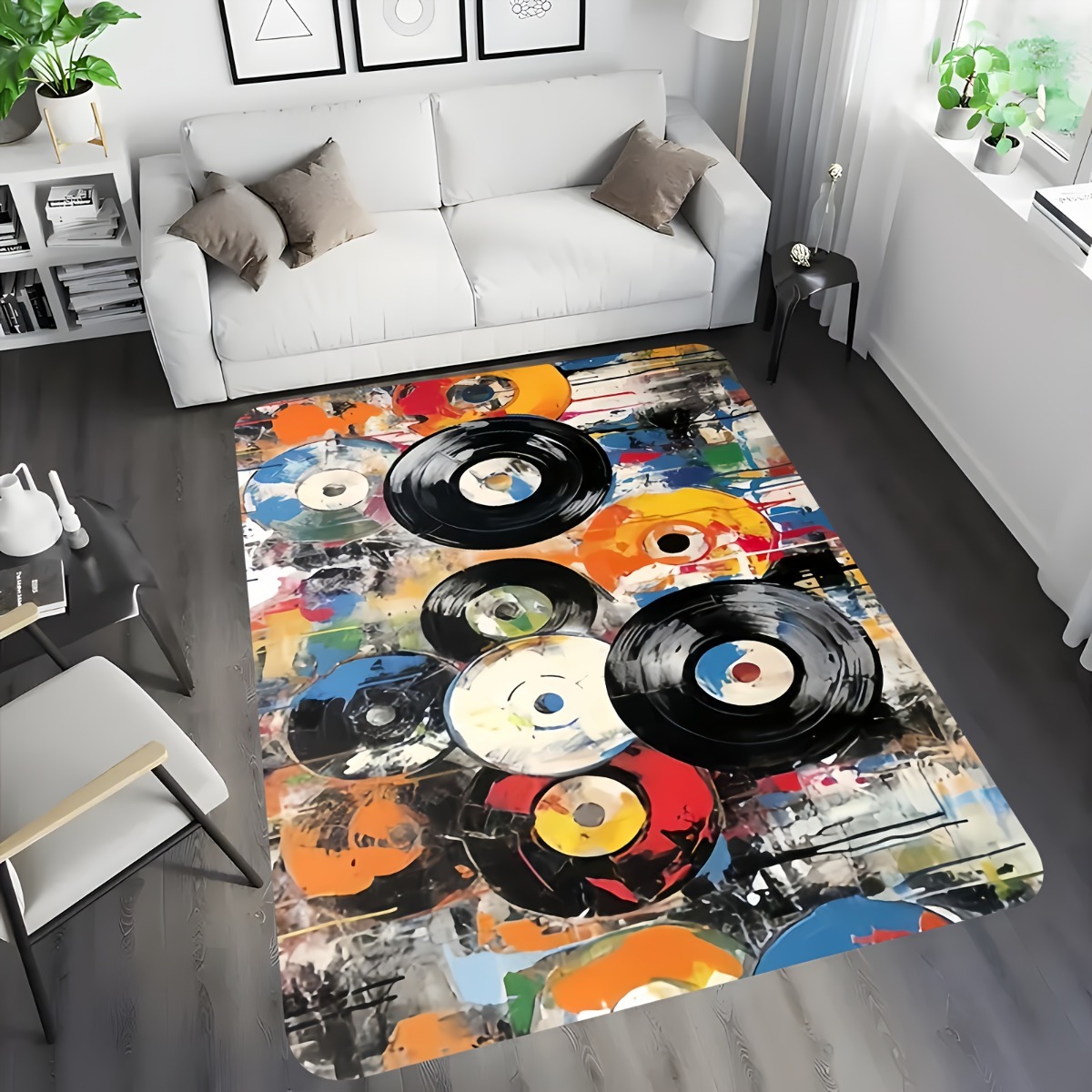 Retro Vinyl Record Area Rug Po - Retro Gaming Lounge ulasan dan harga