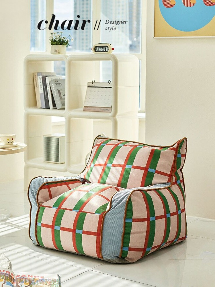 Retro Plaid Lazy Bean Bag Sing - Retro Gaming Lounge ulasan dan harga